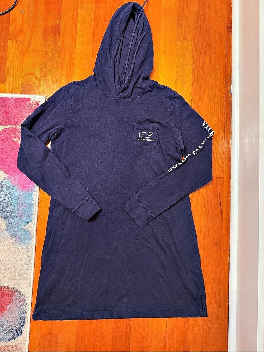 Vineyard Vines Long-Sleeve Hoodie Dress in Blue, XS